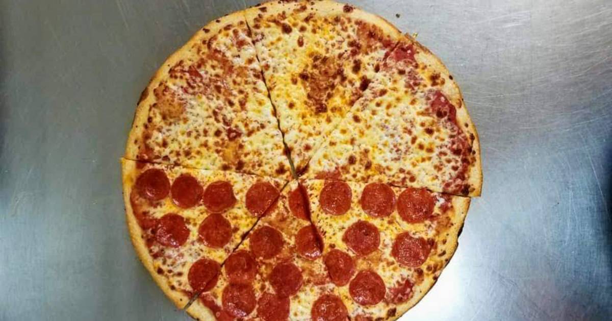 pizza with half pepperoni and half cheese