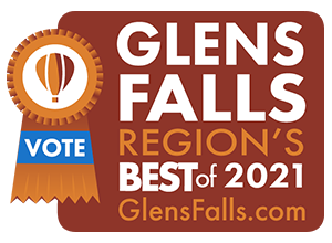 glens falls region's best 2021 badge with vote ribbon