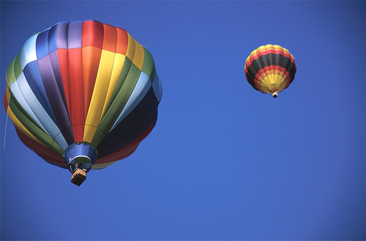 two hot air balloons