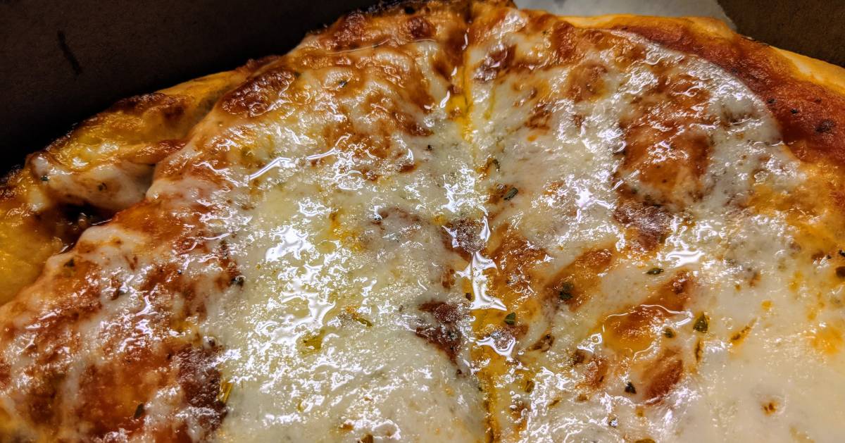 close up of cheese pizza