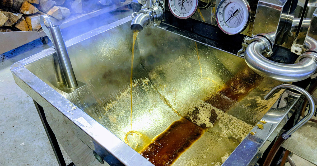 maple syrup being made